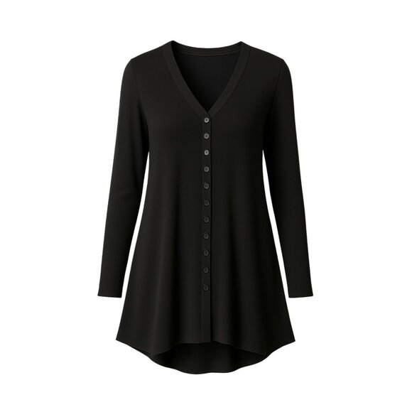 Sympli Womans 12 Tunic Top Draped Long Sleeve  Black - Picture 2 of 11